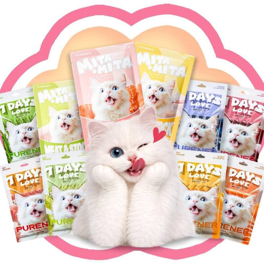 (7เเพ็ค)ขนมแมวเลียวิตามินเพื่อสุขภาพดีทุกวัน7Days love- (5ซอง*15g.)