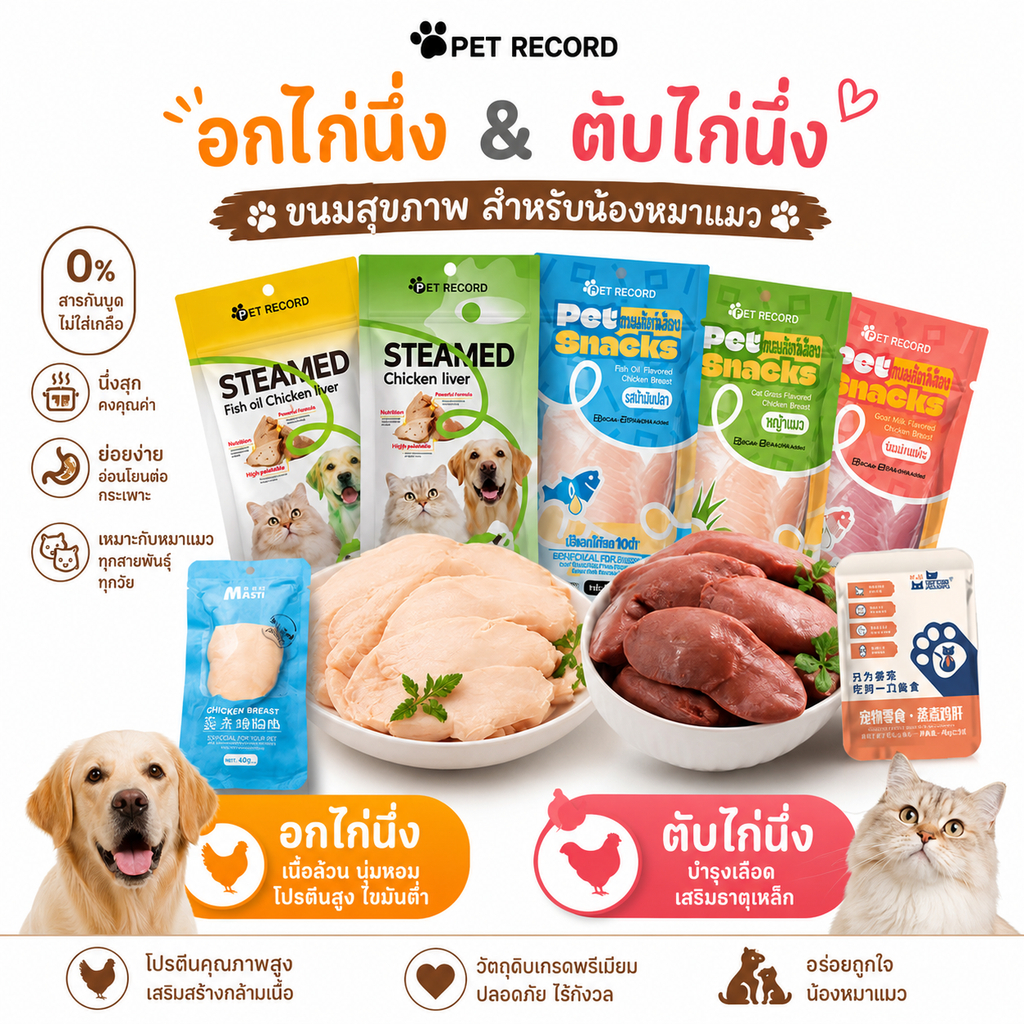 20PCS อกไก่ ตับไก่ น้ำมันปลาผสมตับไก่ ขนมสำหรับแมว ขนมสำหรับสุนัข โภชนาการที่หลากหลาย ดูแลสุขภาพของคุณ