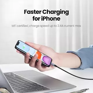 UGREEN USB 2.4A Certified MFI Charging Cable สายชาร์จเร็ว Cable ยาว 1M - 2M Alu Nylon