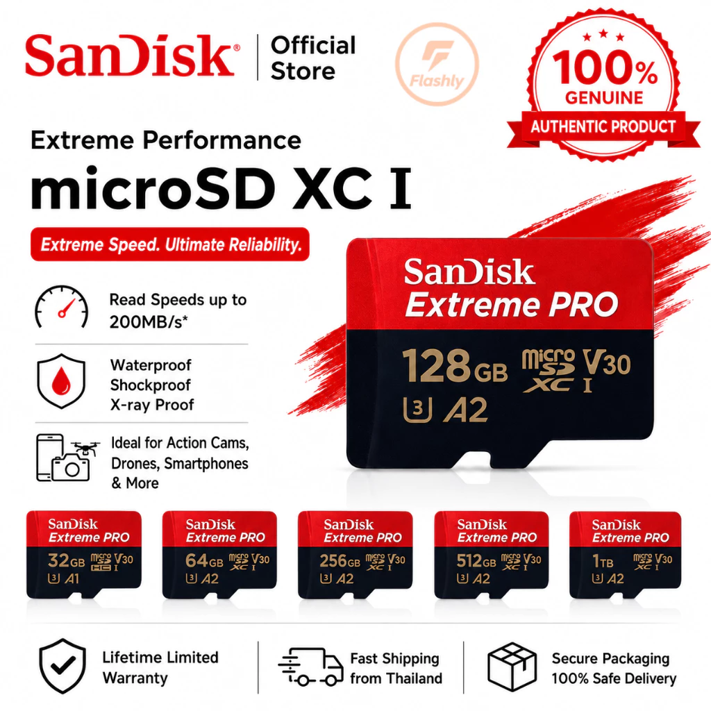 SANDISK MICRO SD 128GB/256GB/512GB U3 SUPPORT 4K สำหรับกล้อง Insta360