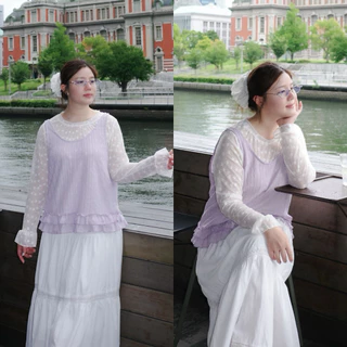 (❤️อกถึง 50") Purple Petal Set เสื้อสาวอวบ