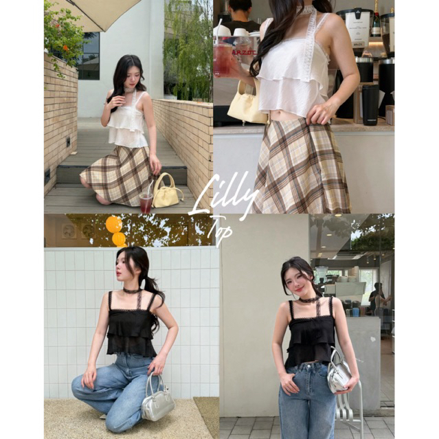Lilly Top แต่งขอบลูกไม้(รวมผ้าพันคอ)