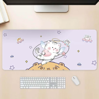 [พร้อมส่ง] แผ่นรองเมาส์ลายการ์ตูน งานเย็บขอบ ขนาด 80x30 ซม. (หนา 2 มม.) Biangels