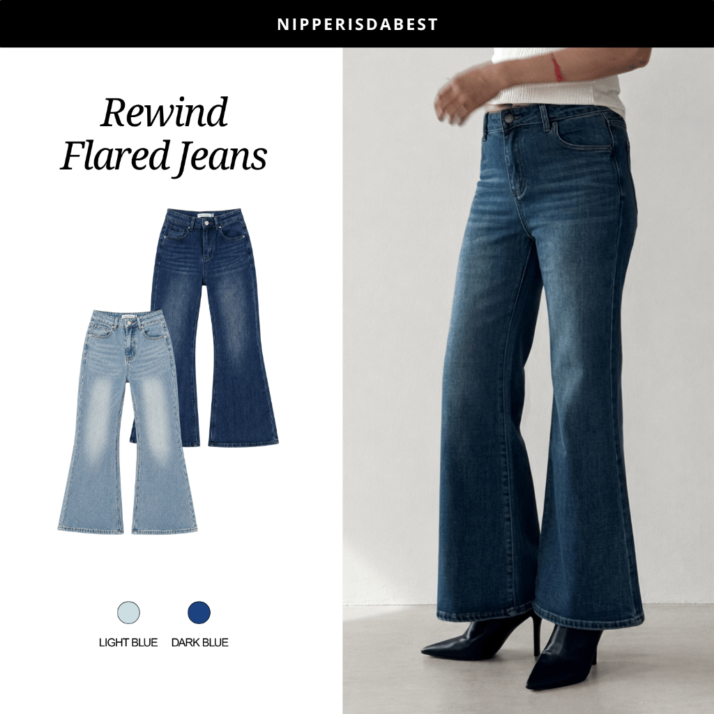 NIPPERISDABEST กางเกงยีนส์รุ่น Rewind Flared Jeans ทรงขาม้า สียีนส์เข้มและสียีนส์อ่อน #NPJ712