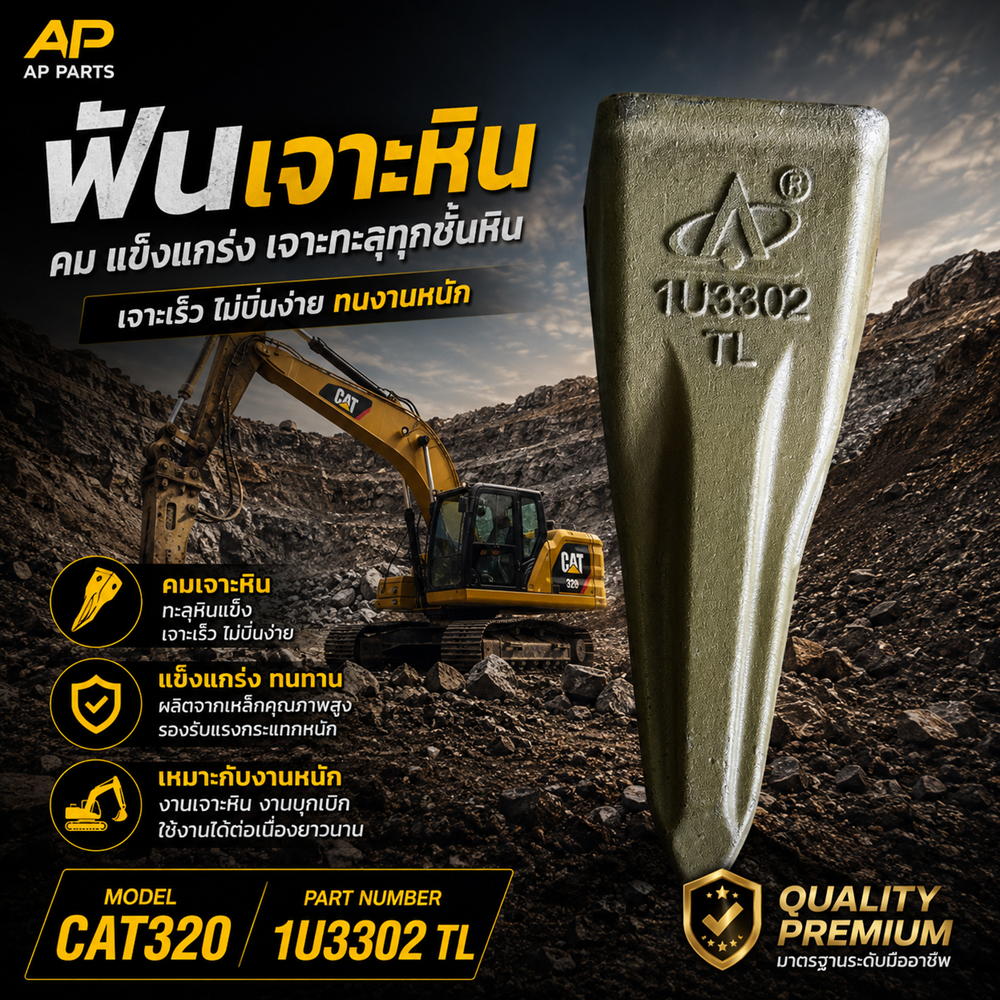 ฟันบุ้งกี๋/ ฟันรถขุด /ฟันเจาะหิน 1U3302/TL/CAT320 ฟันแม็คโคร, bucket tooth, excavator tooth, อะไหล่ร
