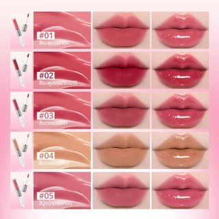 LUMINEE BEAUTY ลิปกระจก 2 in 1 ลิปสองหัว (ด้านแมท & กลอสใส) ปากฉ่ำวาวอวบอิ่ม ติดทนนาน ไม่ติดแก้ว กันน้ำ Lip Gloss B262