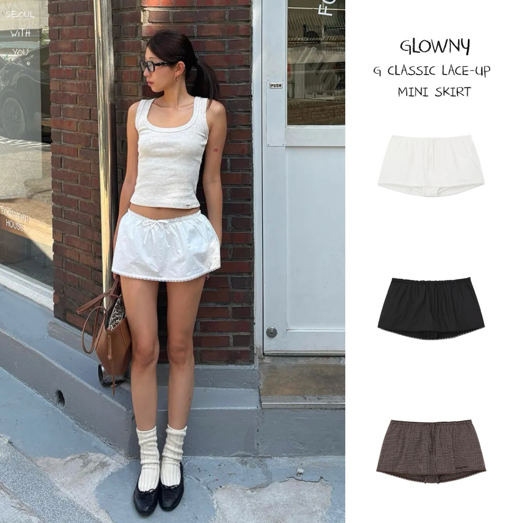 [PREORDER] Glowny G Classic Lace-Up Mini Skirt / 5 Colors (ลด 19%)