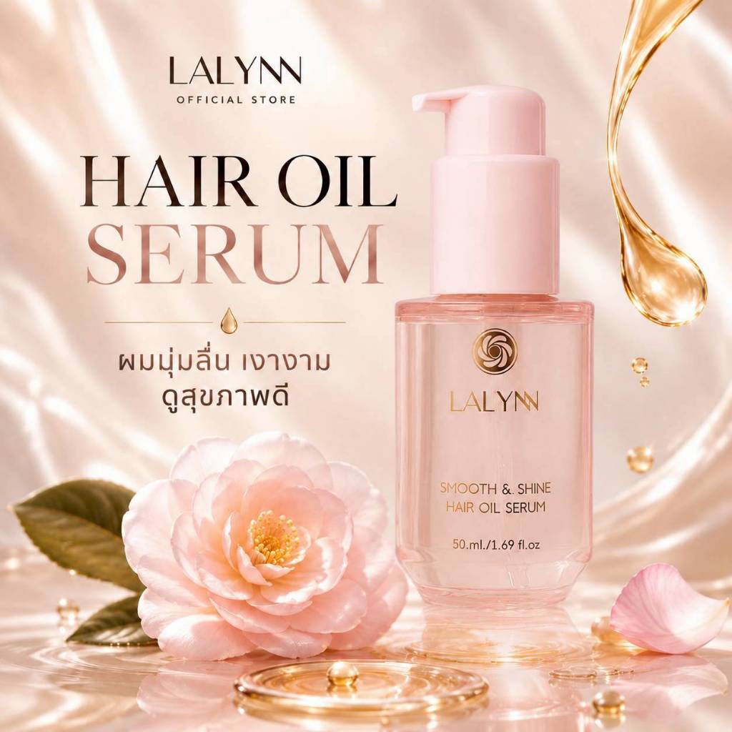 LALYNN SMOOTH AND SHINE HAIR OIL SERUM ลาลินน์ สมูธแอนด์ชายน์ แฮร์ออยล์เซรั่ม