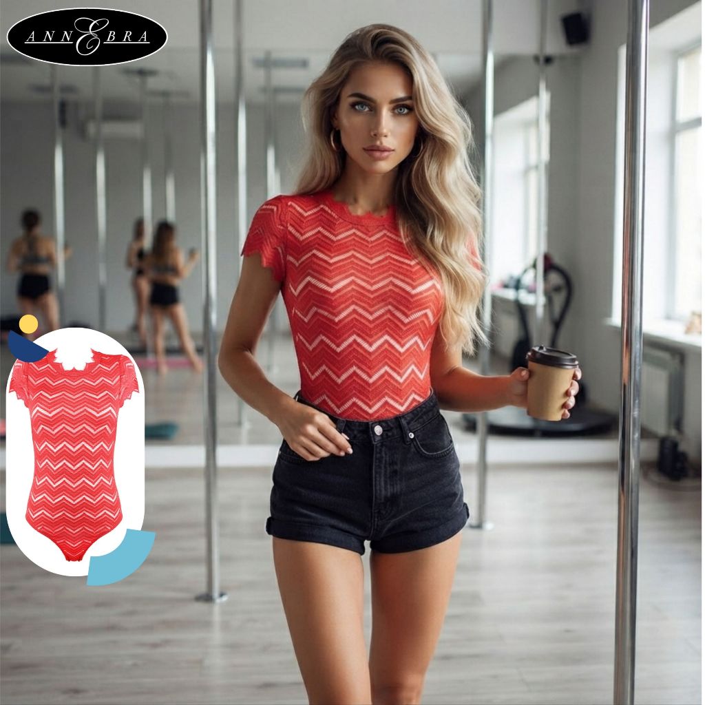 Annebra บอดี้สูท ผ้าลูกไม้ซีทรู ไร้โครง ไม่เสริมฟองน้ำ See-Through Lace Bodysuit รุ่น AD5-059