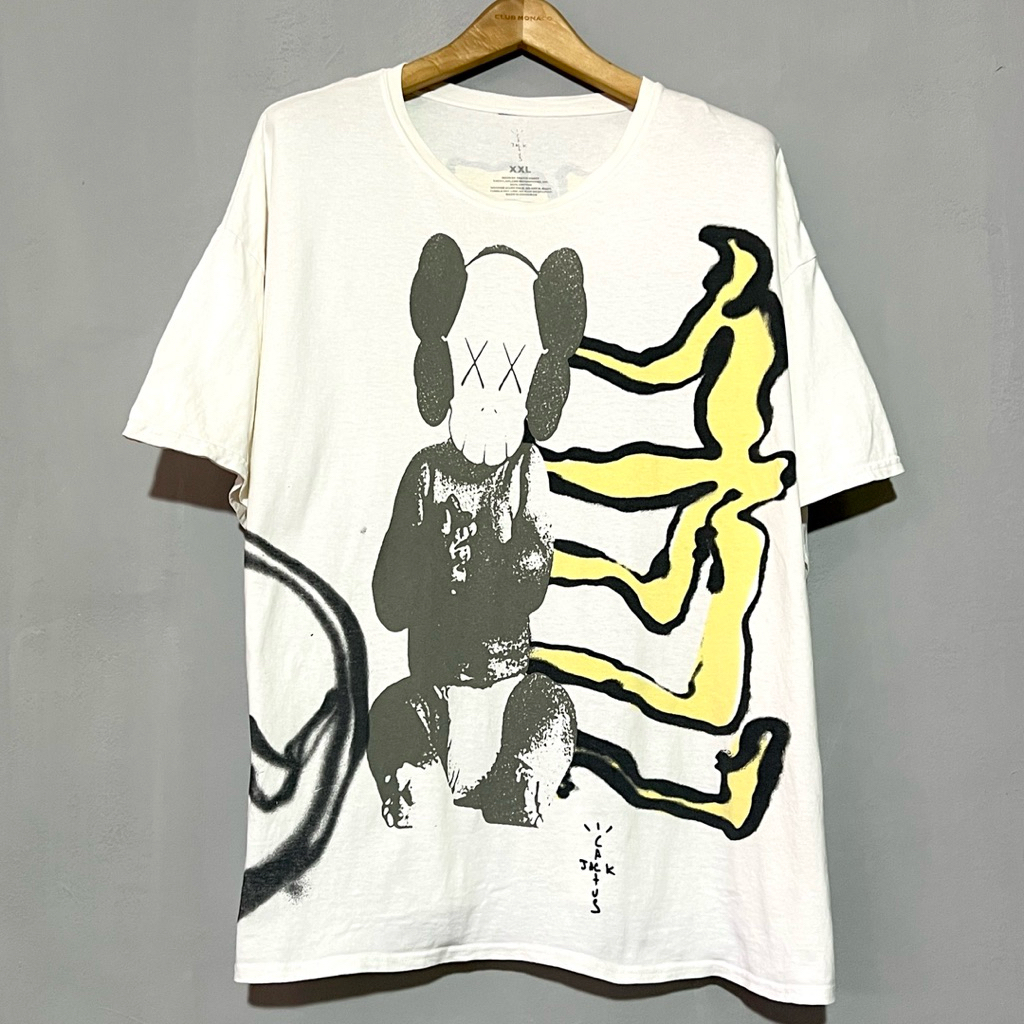 TRAVIS SCOTT CACTUS JACK x KAWS FOR FRAGMENT TEE OFFICIAL WHITE T-SHIRT( XXL )