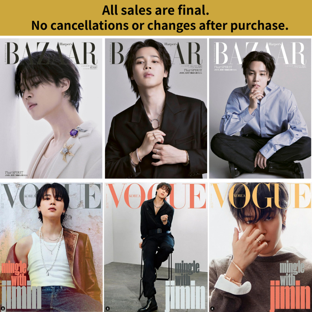 Brand-New Harper's BAZAAR Japan March 2024 BTS Jimin Cover A B C Ver + VOGUE Korea April 2023 BTS Ji