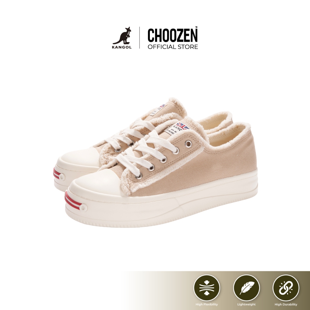 KANGOL Sneaker unisex รองเท้าผ้าใบ รุ่น รองเท้าผ้าใบแคนวาส ผูกเชือก สีดำ, กากี, ชมพู 63221603