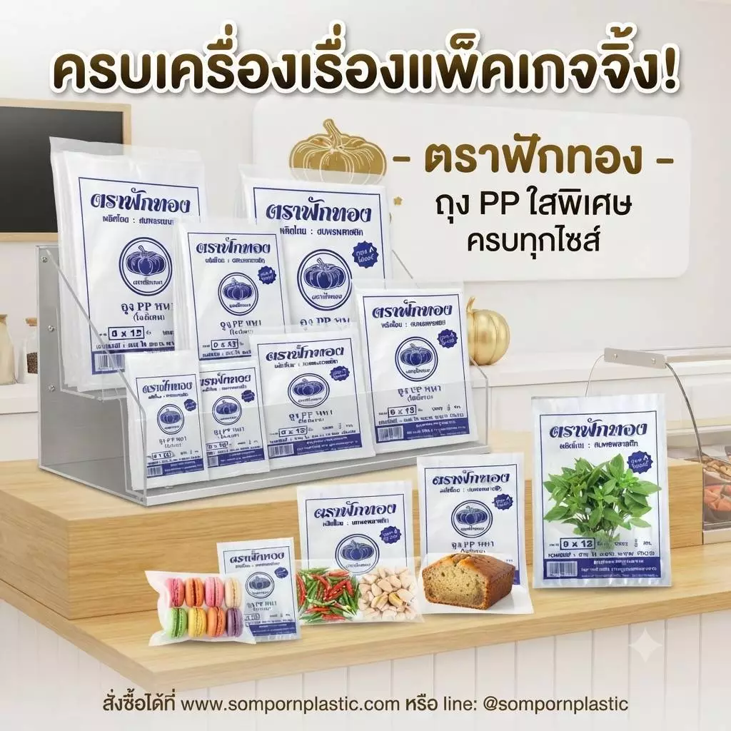 ถุงร้อนPP(หนา)ตราฟักทอง แพ็ค 500 กรัม ถุงใส่อาหาร ถุงแกงใส ทนความร้อนสูง