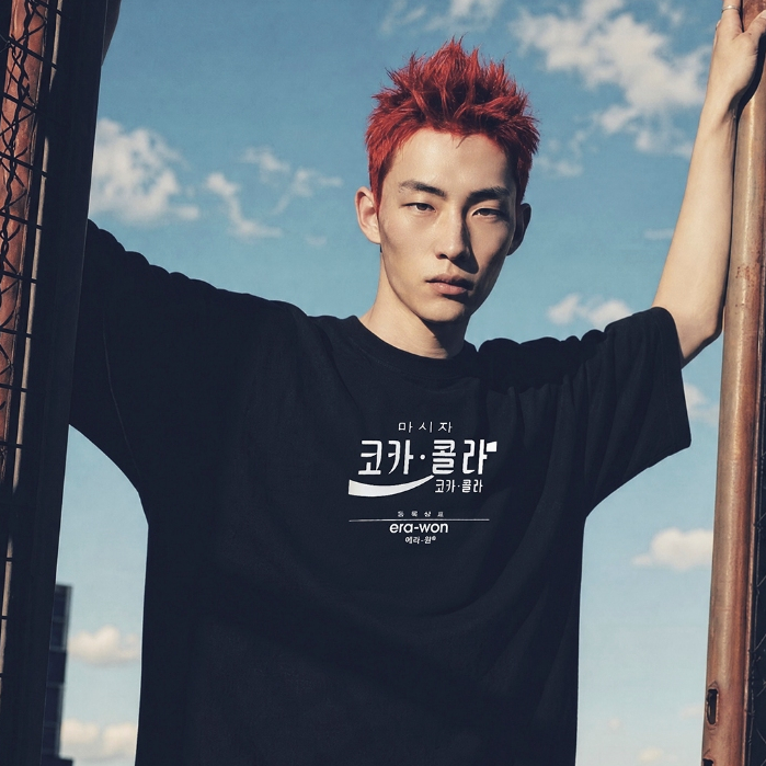 era-won | Coca Cola T-Shirt Oversized era-won เสื้อยืดเอราวอนโอเวอร์ไซส์แขนสั้น สำหรับคุณผู้ชาย สกรีน x Coca Cola สี ดำ
