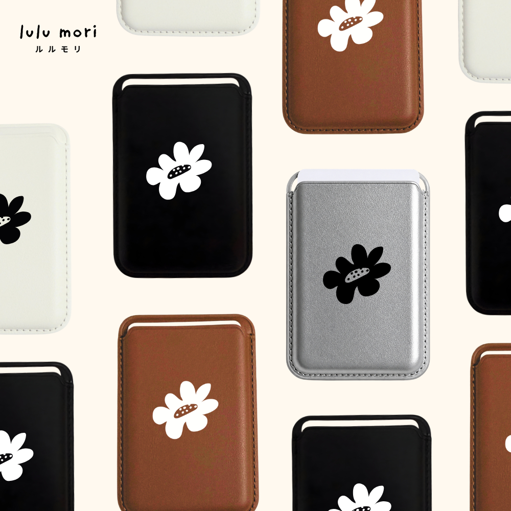 lulu mori | Card Holder Magsafe | ที่ใส่บัตรติดหลังมือถือหนัง PU ลายดอกไม้