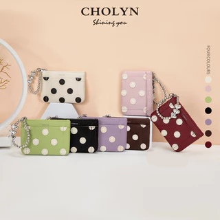 กระเป๋าเงินรุ่นใหม่ พกพาสะดวก polka dot หนังลิ้นจี่ รหัส-9