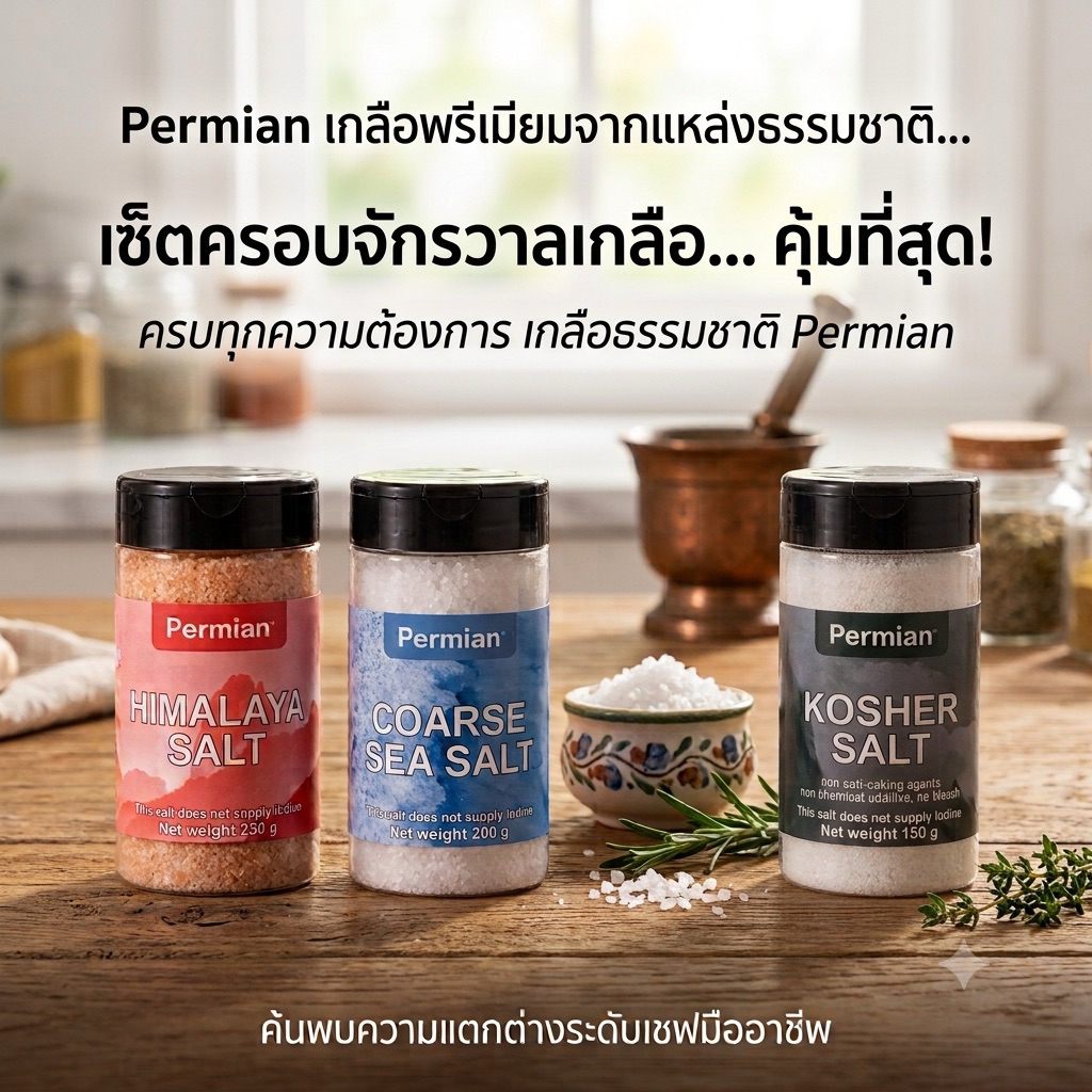 เกลือ 3 ชนิด Himalaya salt,coarse sea salt,kosher salt
