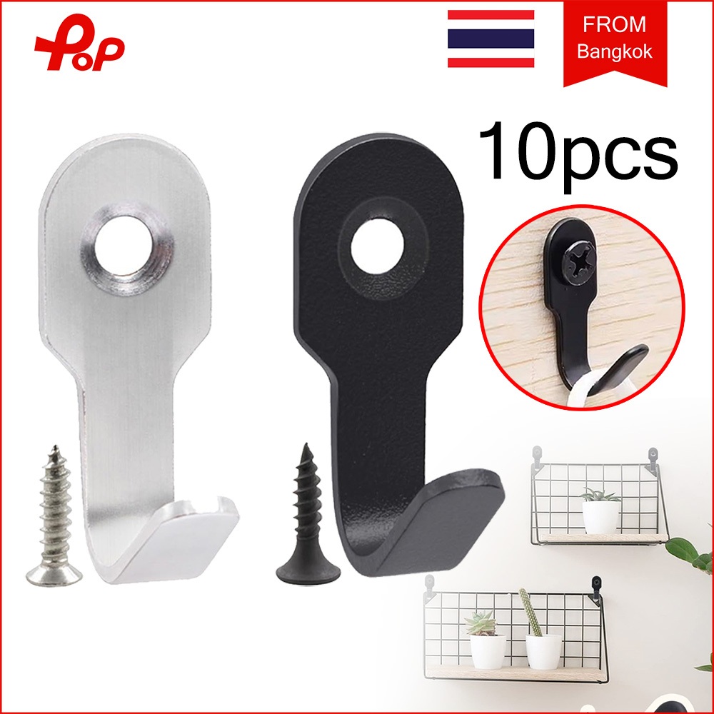 10 ชิ้น ตะขอติดผนัง สแตนเลส ตะขอแปะผนัง ตะขอเก็บของในห้องครัว ห้องน้ํา ขอแขวนอเนกประสงค์ รูปตัว J เดี่ยว พร้อมสกรู