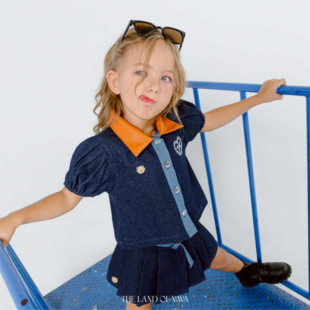 Thelandofvava LOOK01 VNXI0183 ชุดเซ็ตเด็กหญิง Denim Special ลิขสิทธิ์แท้จาก vava