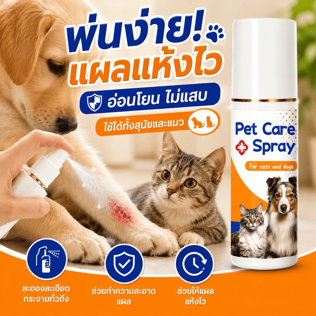 ✅ช่วยให้แผลแห้งไว✅สเปรย์ฉีดแผลแมว ยาใส่แผลสุนัข ยาใส่แผลแมว อ่อนโยน ไม่แสบ สำหรับสุนัขและแมว ช่วยทำความสะอาดแผล ไม่เลีย