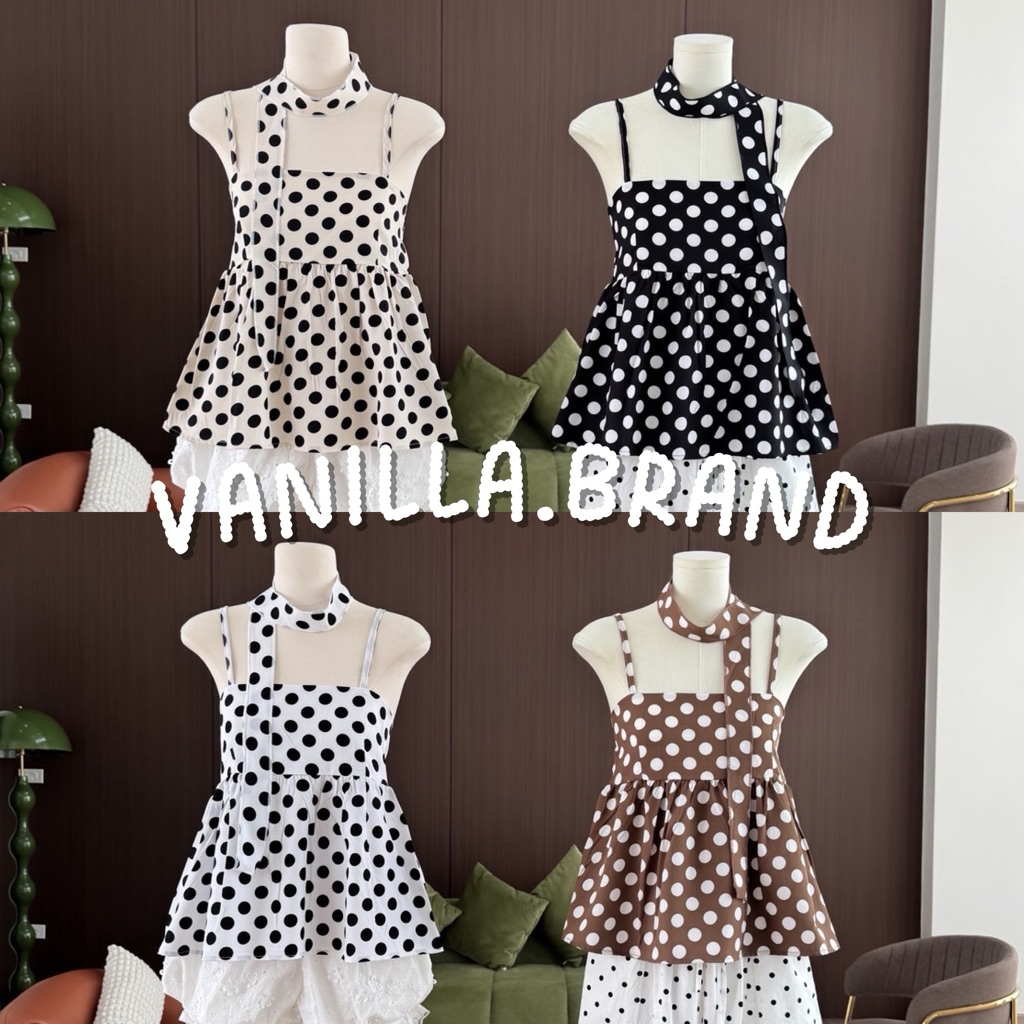 เสื้อสายเดี่ยวจับจีบอก ผ้าผูก -ttmkn / VB0606