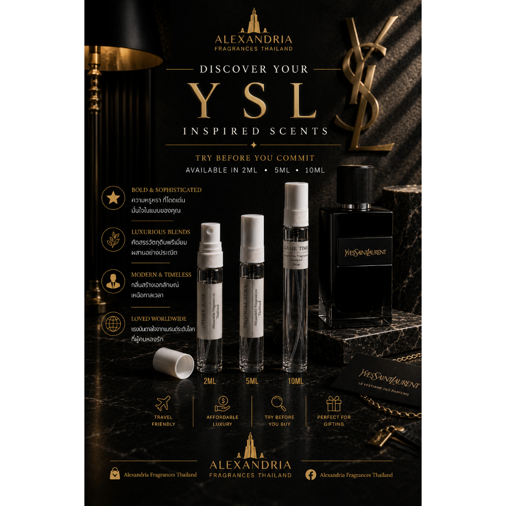 Alexandria Fragrances หลอดแบ่ง: Inspired by วายเอสเอล Y-S-L Samples Brand ดูใน Description แบ่งขายนํ้าหอม