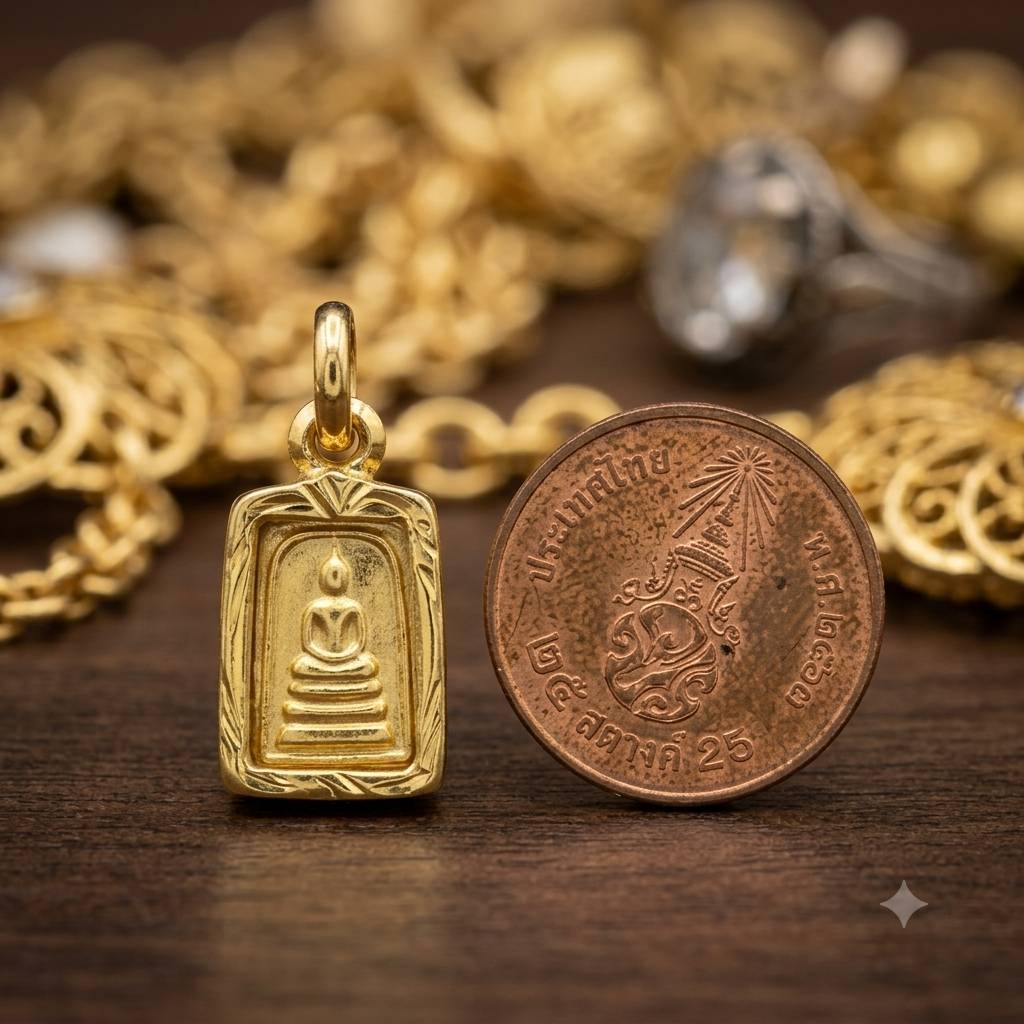 จี้พระกรอบหุ้มทอง100 จี้พระ พระสมเด็จ ขนาดขนาดเล็กจิ๋ว เลี่ยมกันน้ำ สำหรับสร้อยคอครึ่งสลึง1 สลึงค่ะ
