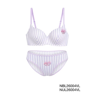 My Melody & Kuromi เสื้อชั้นในไร้โครง รหัส NBL26004VL+ NUL26004VL สีม่วงอ่อน