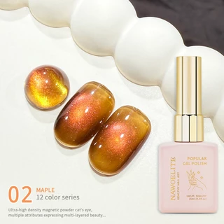 Nawoelite สีทาเล็บ สีทาเล็บเจล cat eye ชุดเจลทาเล็บตาแมวโทนใบไม้เปลี่ยนสี 12 เฉด ทาได้ลื่นไหล ผงแม่เหล็กเยอะ