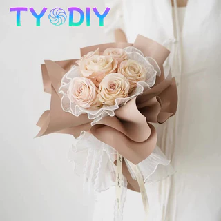 กระดาษห่อช่อดอกไม้ ประดับมุก เส้นด้ายลูกไม้ตาข่าย 4หลา สำหรับงาน DIY งานฝีมือ ประดิษฐ์ดอกไม้
