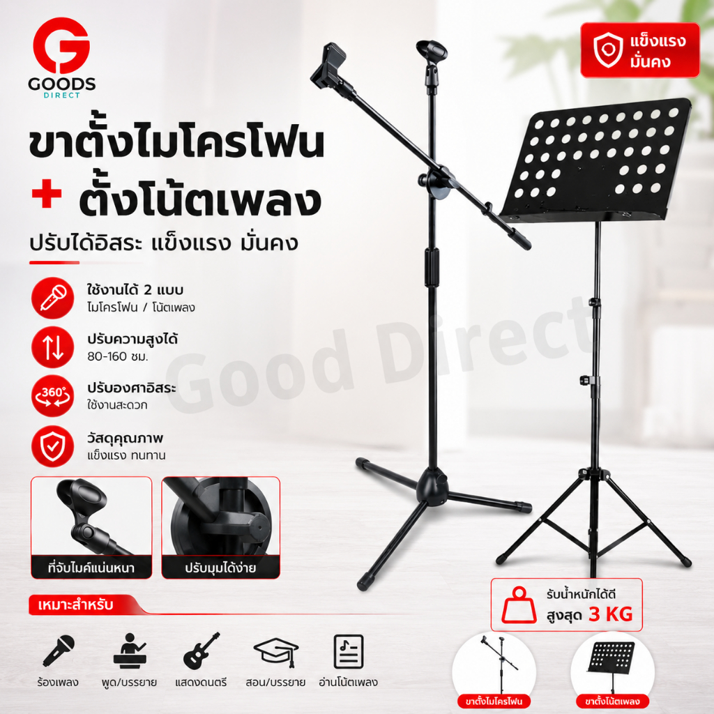 ขาตั้งโน๊ตเพลง ที่วางโน๊ตเหล็ก The Plant Music Stand Note ที่วางโน๊ต เหล็ก ขนาดใหญ่ พกพาสะดวก