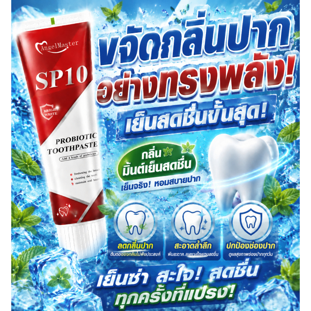ยาสีฟัน SP-10 ลดฟันเหลือง ฟันขาว ขจัดกลิ่นปาก ป้องกันฟัน เหมาะกับทุกคนในครอบครัว ฟอกสีฟัยาสีฟันโปรไบโอติกยาสีฟันฟันขาว
