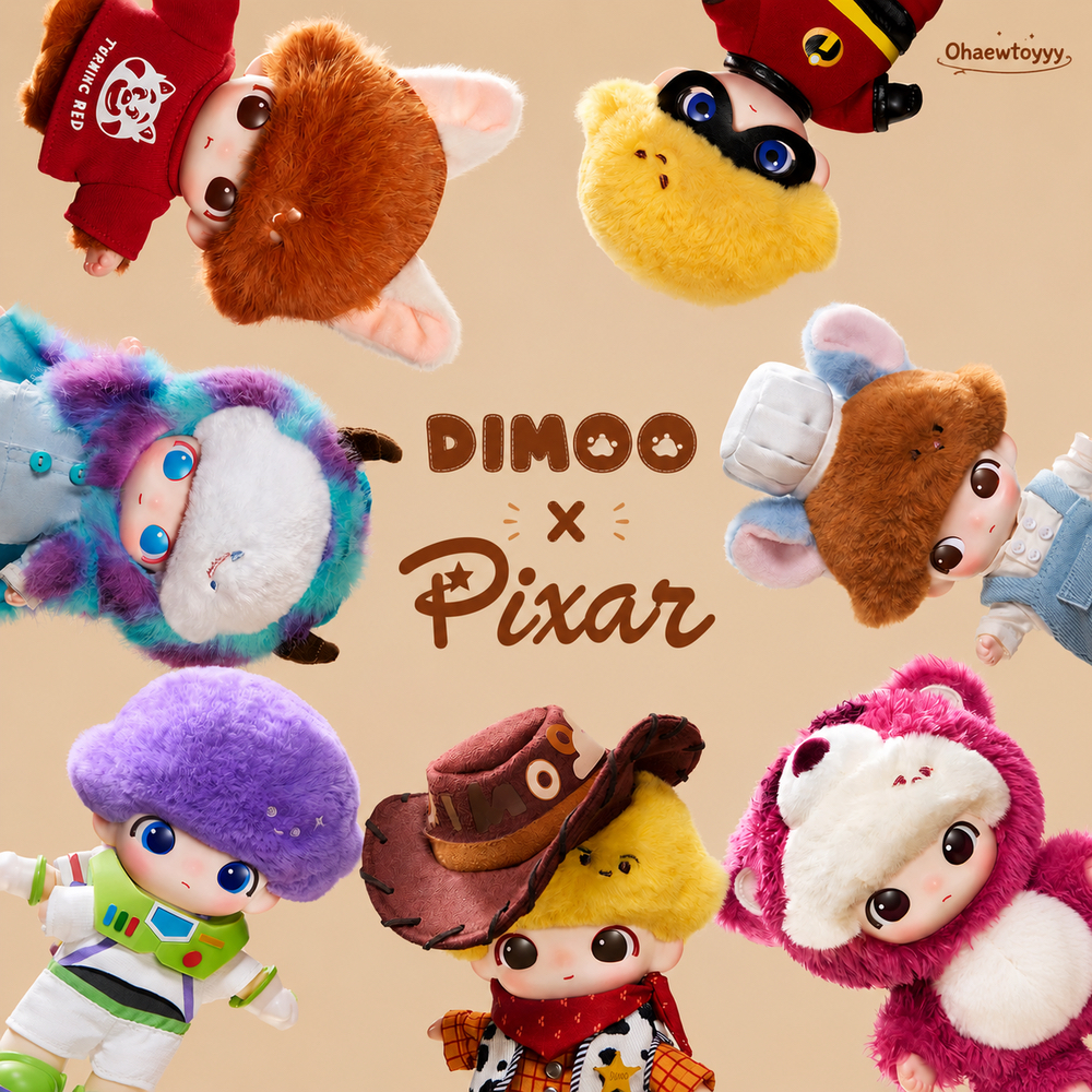 [พร้อมส่งจากไทย ] พวงกุญแจแบบเลือกตัว POP MART DIMOO × Pixar series plush pendant
