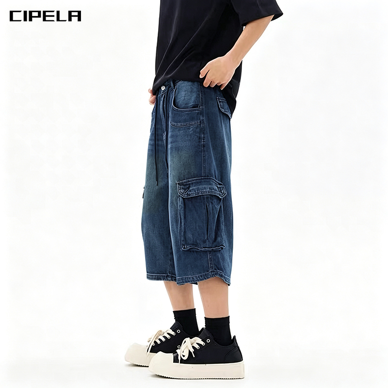 CIPELA شورت جينز رجالي كوري واسع — صورة 4