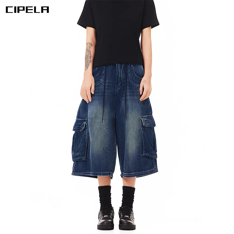 CIPELA شورت جينز رجالي كوري واسع — صورة 8