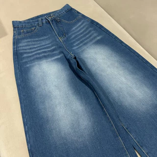 JINJEANS-205 (XS-9XL) สียีนส์เข้ม กางเกงยีนส์ขากระบอกใหญ่ baggy jeans พร้อมส่งจากไทย