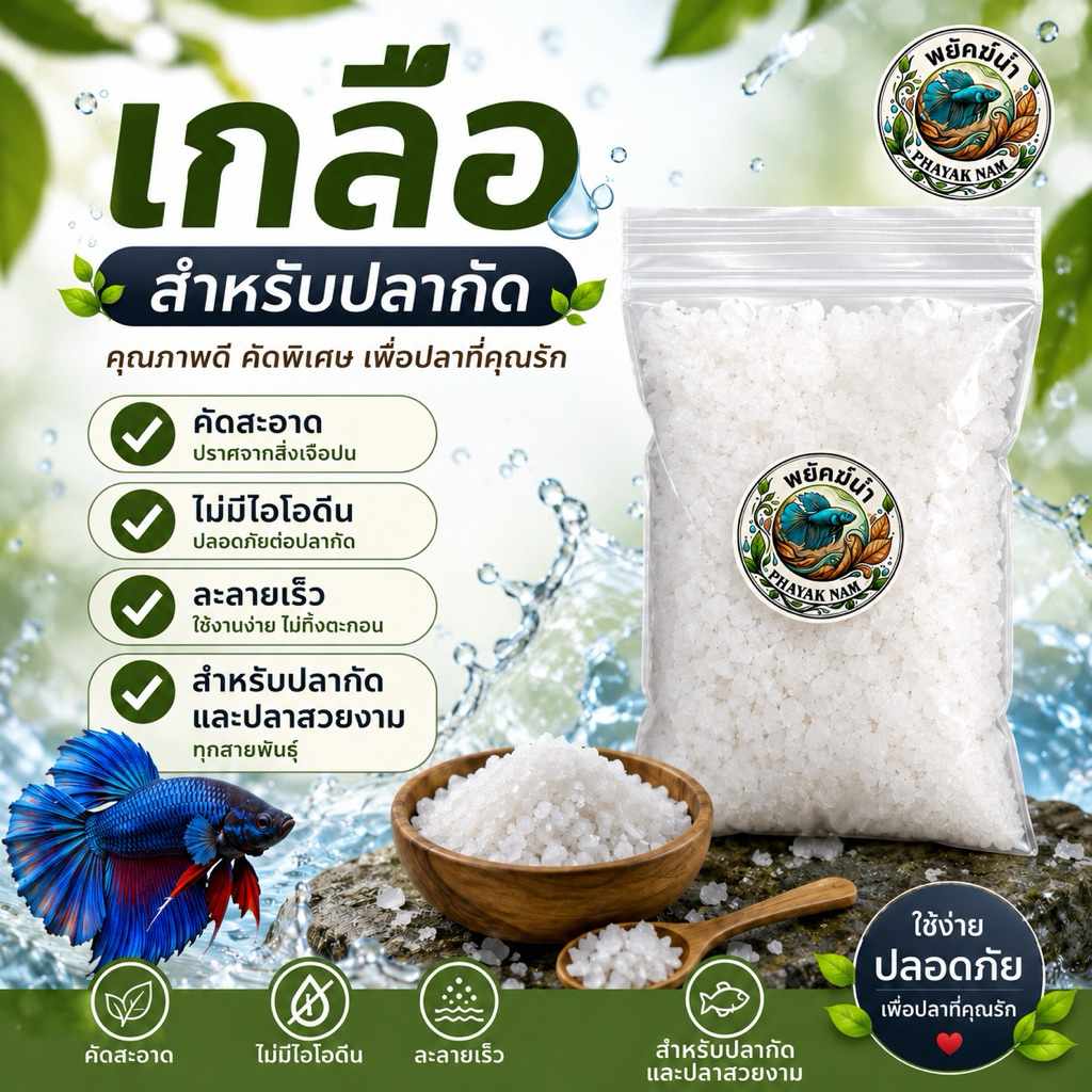 เกลือสำหรับปลากัด คัดสะอาด ไม่มีไอโอดีน |PHAYAK NAM