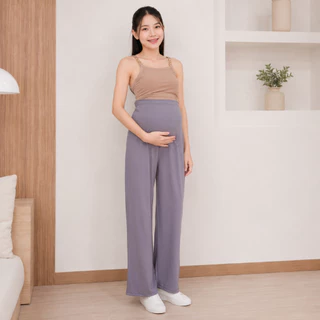 PANDA กางเกงคนท้องผ้าเรียบ สวมใส่ได้เลยไม่ต้องมีสายปรับ ขากระบอก ผ้านิ่มยืดได้มาก