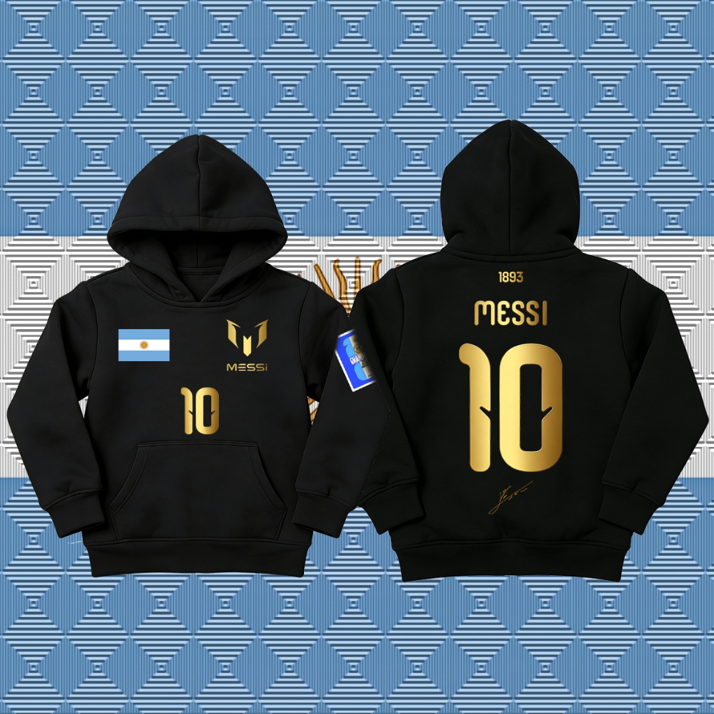 Hot Lionel Messi Argentina Number 10 football jersey/long sleeves/sports เสื้อโค้ท/child and adult เสื้อฮู้ด Unisex