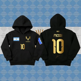 Hot Lionel Messi Argentina Number 10 football jersey/long sleeves/sports เสื้อโค้ท/child and adult เสื้อฮู้ด Unisex
