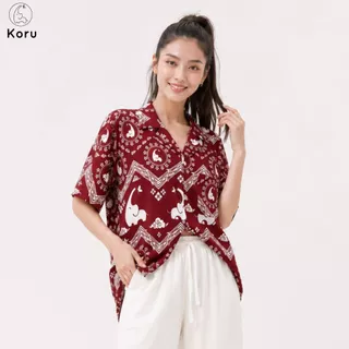 KORU เสื้อฮาวาย ลายช้างภูผา