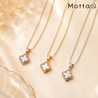 Motta Necklace สร้อยคอชุบทองคำขาว จี้ดอกไม้เพชรเกรดพรีเมียม ตัวเรือนเงางาม น้ำหนักเบา