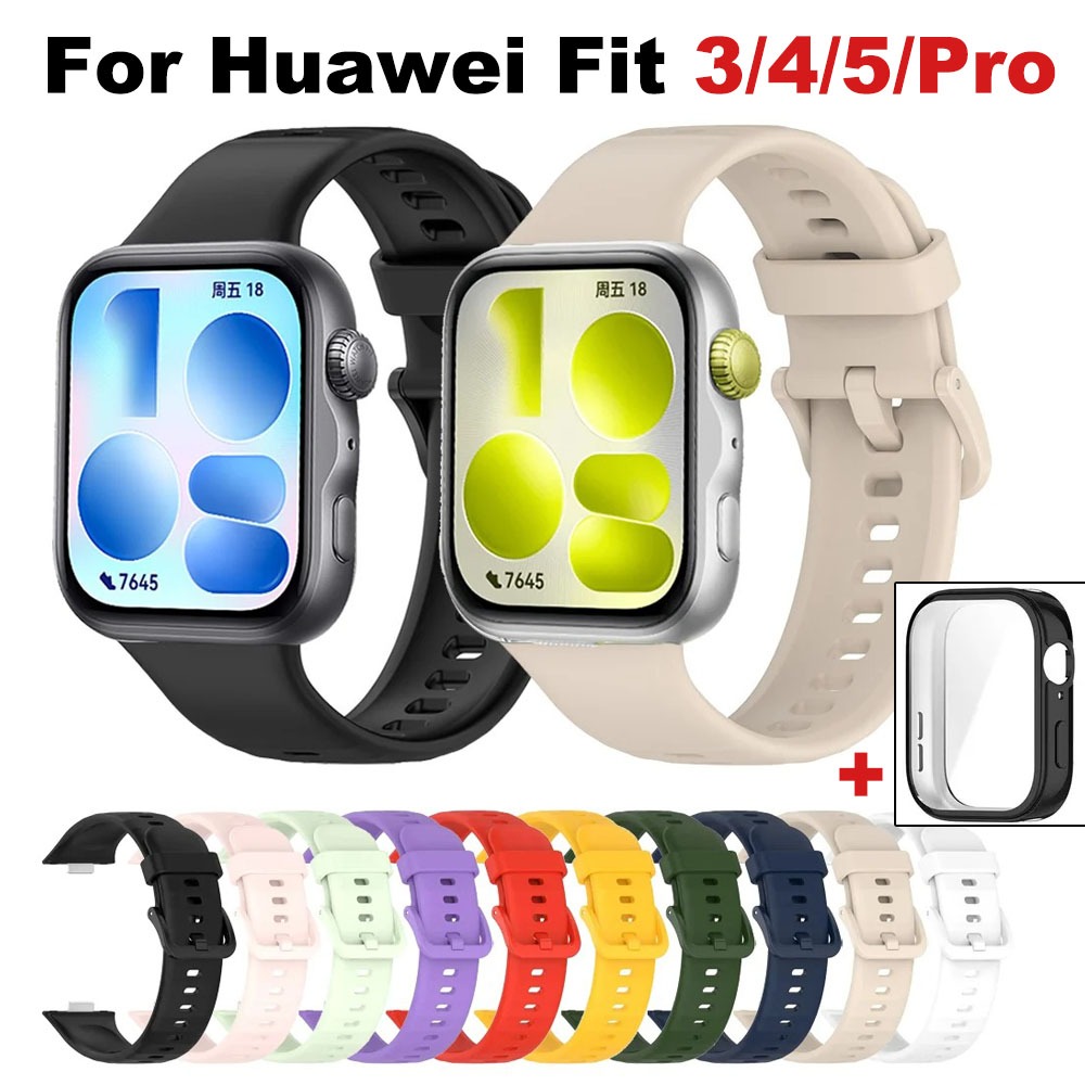 【เคส+สาย】สายนาฬิกาข้อมือซิลิโคน แบบนิ่ม สําหรับ Huawei fit 3 Huawei Watch Fit3 / Fit 4 / Fit 4 Pro / Fit 5 / Fit5 Pro