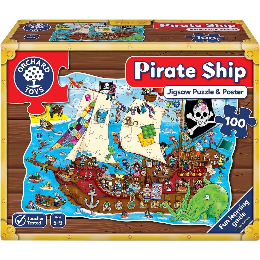ORCHARD TOYS, Pirate Ship จิ๊กซอว์เรือโจรสลัด สีสันสดใส 100 ชิ้น ของเล่นเด็ก 5-9 ปี ลิขสิทธิ์แท้