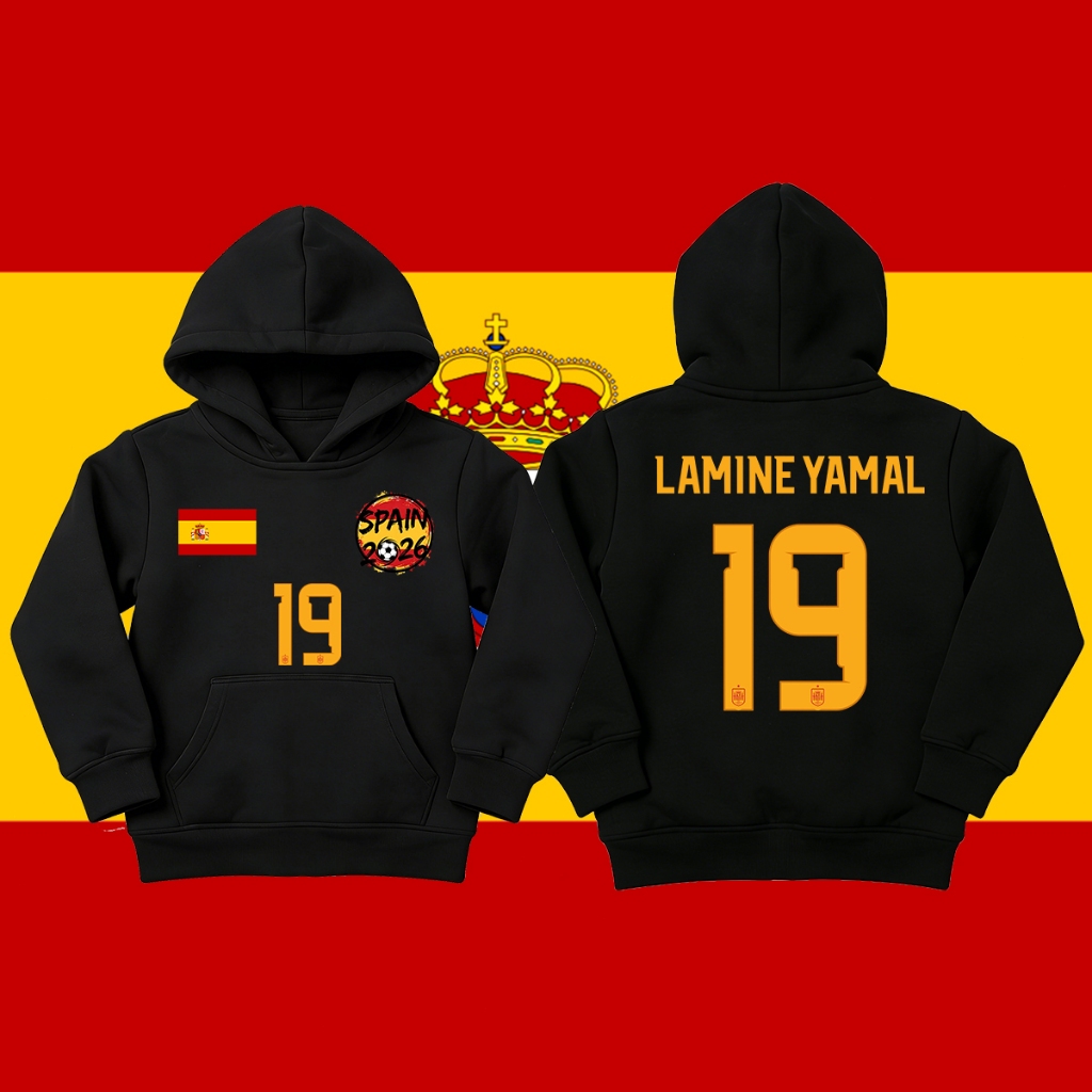 Spain/Football hoodie Lamine Yamal No.19/10 jersey เหมาะสำหรับเด็กและผู้ใหญ่/hoodie/Men's clothing 120CM-150CM/M-3XL