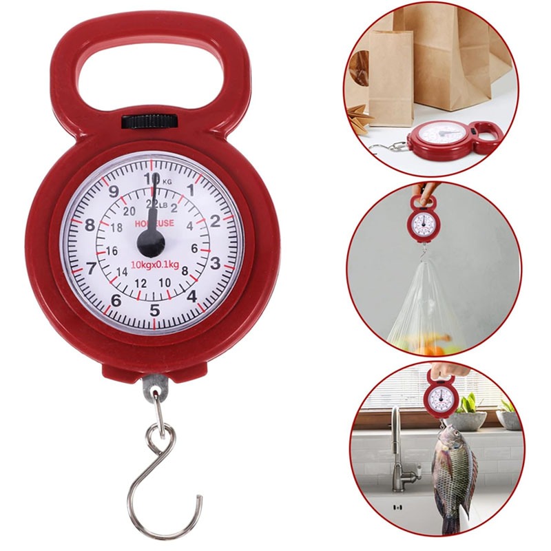 Hook Spring Scale เครื่องชั่งตกปลาแบบพกพา 10 กก. เครื่องชั่งอาหาร เครื่องชั่งกระเป๋าเดินทาง