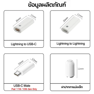 ELELAB อะแดปเตอร์ชาร์จ สำหรับ Apple Pencil รุ่น 1 USB-C/Lightning ฝาปากกา สำหรับ iPad 10th และ11th (A16)