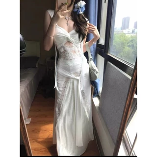 ชุดเซ็ท สุดหรูเสื้อสายเดี่ยวแต่งลูกไม้+กระโปรงยาวพลิ้วใส่แล้วเอวสวยหุ่นเป๊ะหวานปนเซ็กซี่ ลุคนางฟ้าสุดแพง ออกงาน🏖️💖