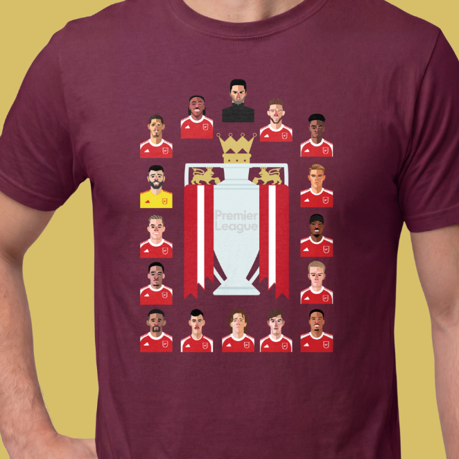 PSM เสื้อยืดลายนักฟุตบอล เสื้อยืดลาย อาร์เซน่อล Arsenal แชมป์พรีเมียร์ลีก