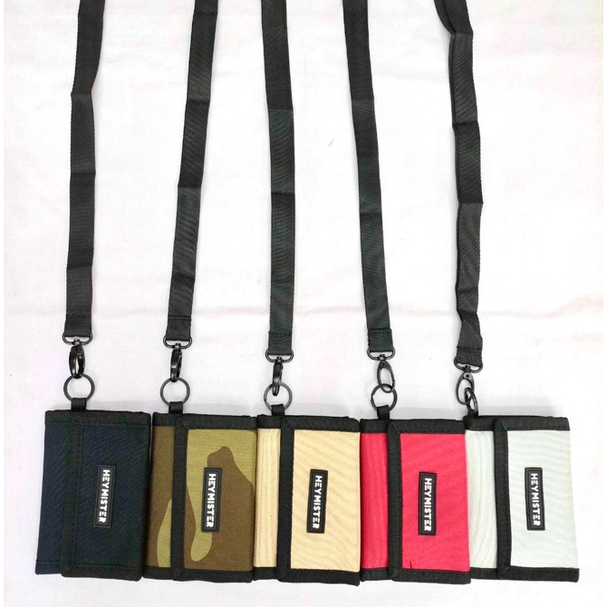 กระเป๋าสตางค์ใบสั้นแบบ 3พับ HEYMISTER แบบกระดุม มีสายคล้องคอ ใส่บัตร ใส่เหรียญ ใส่ธนบัตร